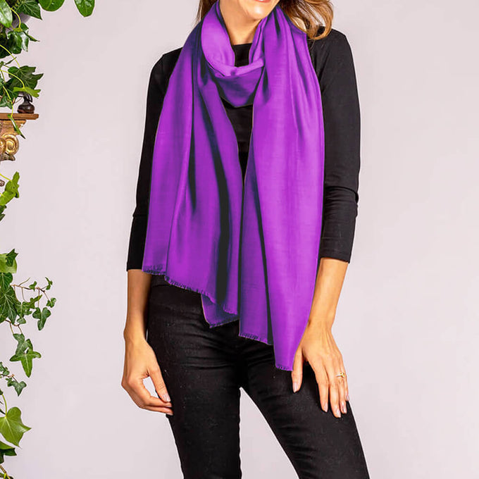 Purple Pizzazz Shaded Cashmere and Silk Wrap