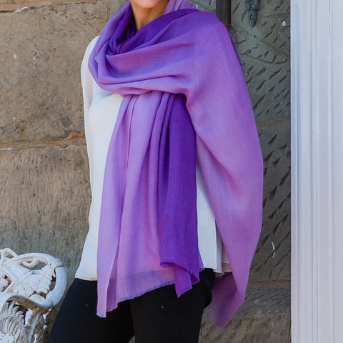 Purple Pizzazz Shaded Cashmere and Silk Wrap