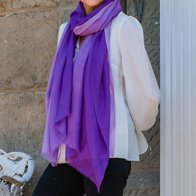 Purple Pizzazz Shaded Cashmere and Silk Wrap