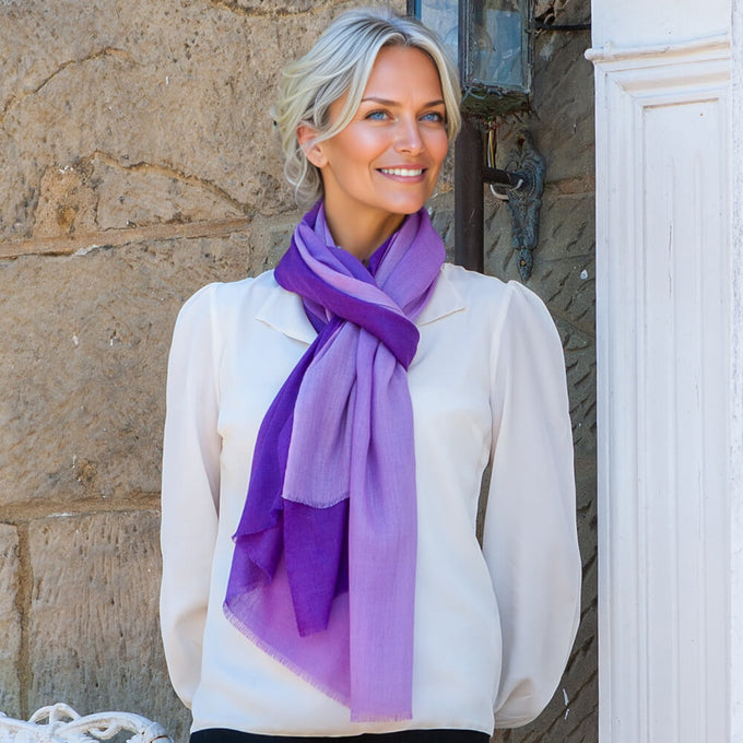 Purple Pizzazz Shaded Cashmere and Silk Wrap