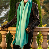 Ocean Teal Shaded Cashmere and Silk Wrap