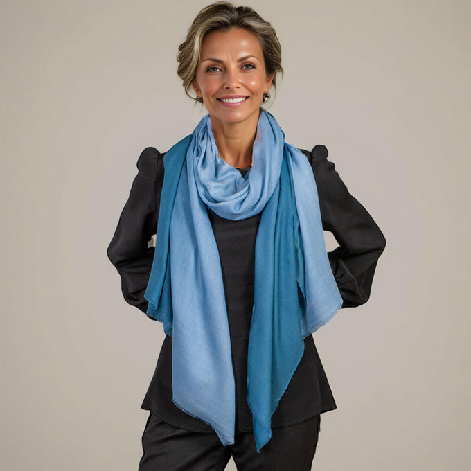 Ocean Shades Cashmere and Silk Wrap