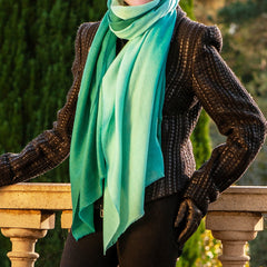 Ocean Teal Shaded Cashmere and Silk Wrap