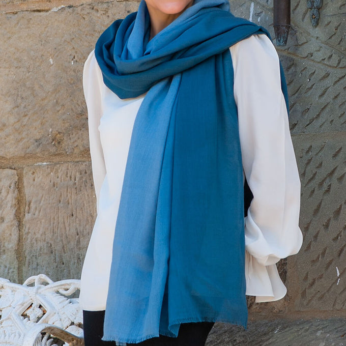 Ocean Shades Cashmere and Silk Wrap