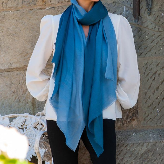 Ocean Shades Cashmere and Silk Wrap