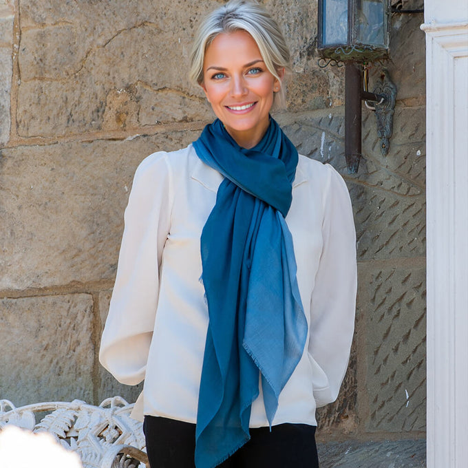 Ocean Shades Cashmere and Silk Wrap
