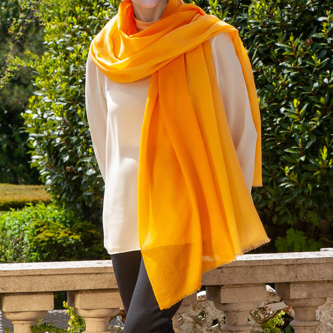 Solar Blaze Shaded Cashmere and Silk Wrap