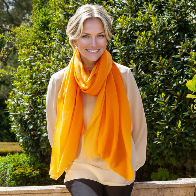 Solar Blaze Shaded Cashmere and Silk Wrap