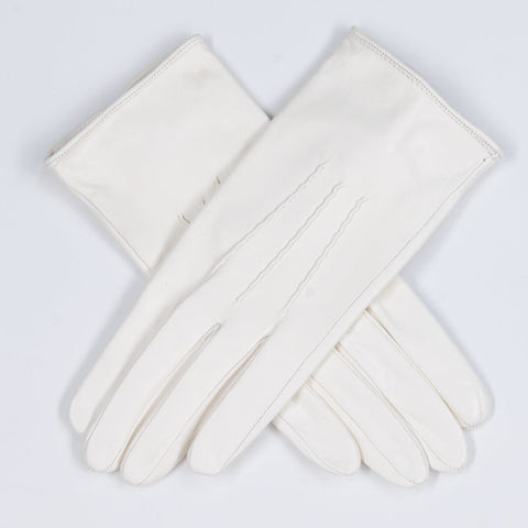Ivory Silk Lined Italian Leather Gloves