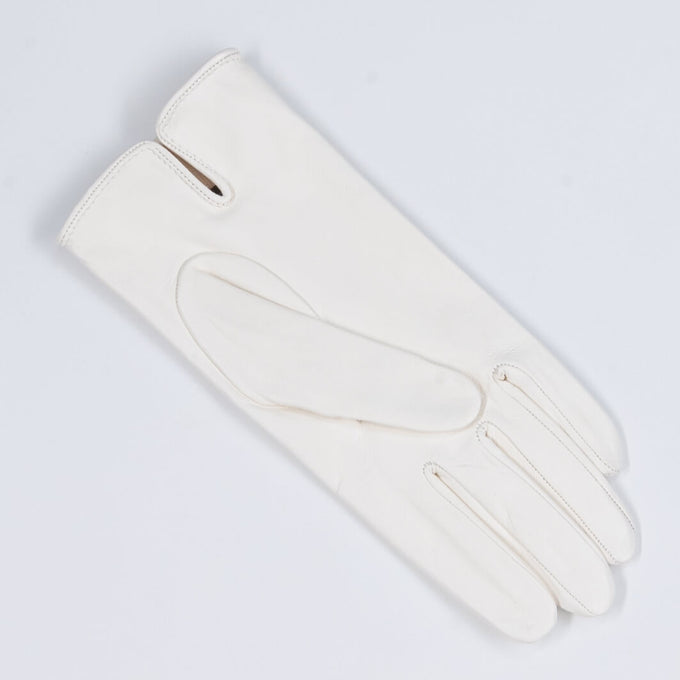 Ivory Silk Lined Italian Leather Gloves