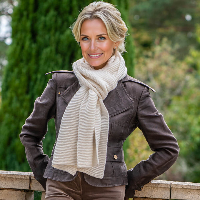Superluxe Vanilla Cream Italian Cashmere Scarf