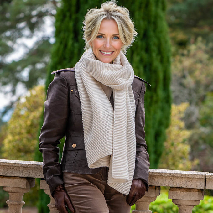 Superluxe Vanilla Cream Italian Cashmere Scarf