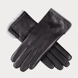 Pewter and Silver Grey Rabbit Fur Lined Leather Gloves