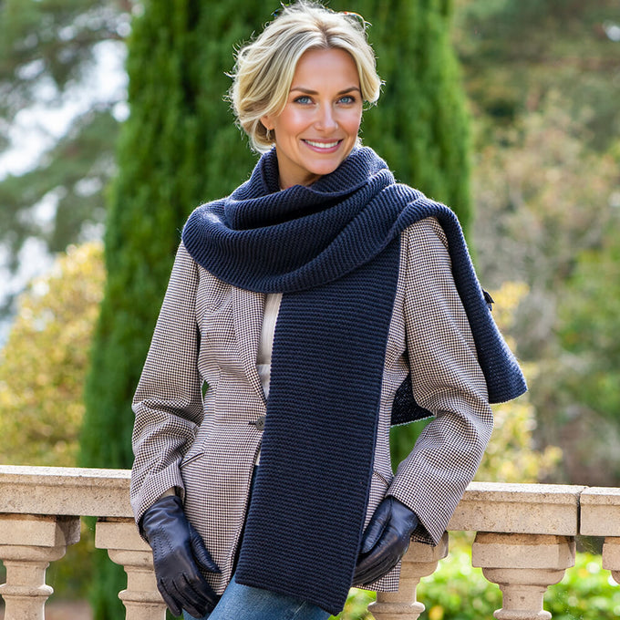 Superluxe Classic Navy Italian Cashmere Scarf