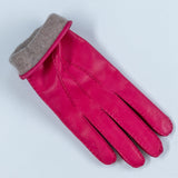 Fuchsia Pink Hand Stitched Cashmere Lined Leather Gloves