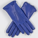Electric Purple Rabbit Fur Lined Leather Gloves