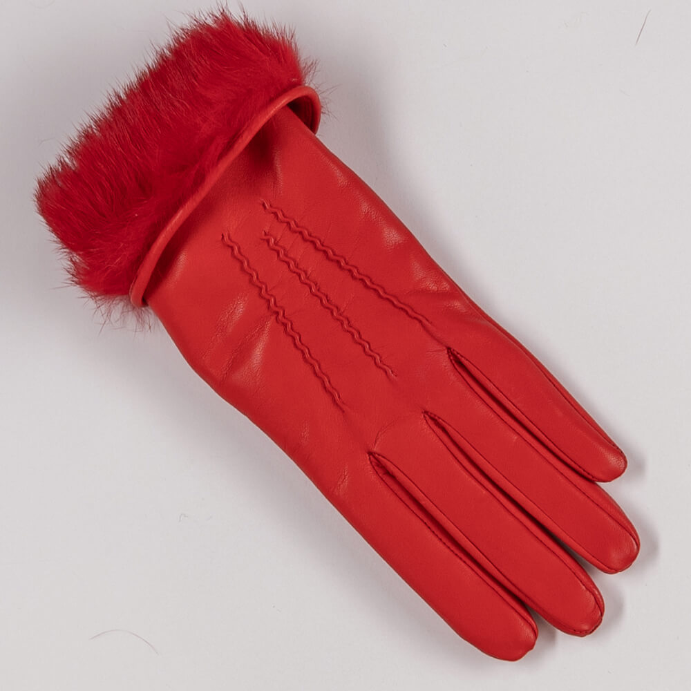 Red Rabbit Fur Lined Leather Gloves – Black.co.uk