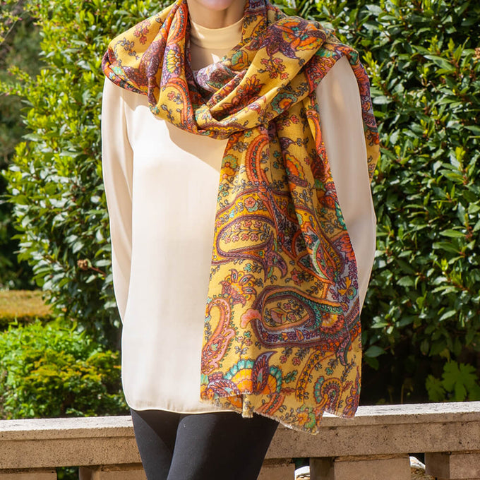 PRE ORDER: The Liberty ‘Florence Melody Trilogy - Yellow Cashmere and Silk Wrap