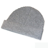 Grey Cashmere Beanie Hat