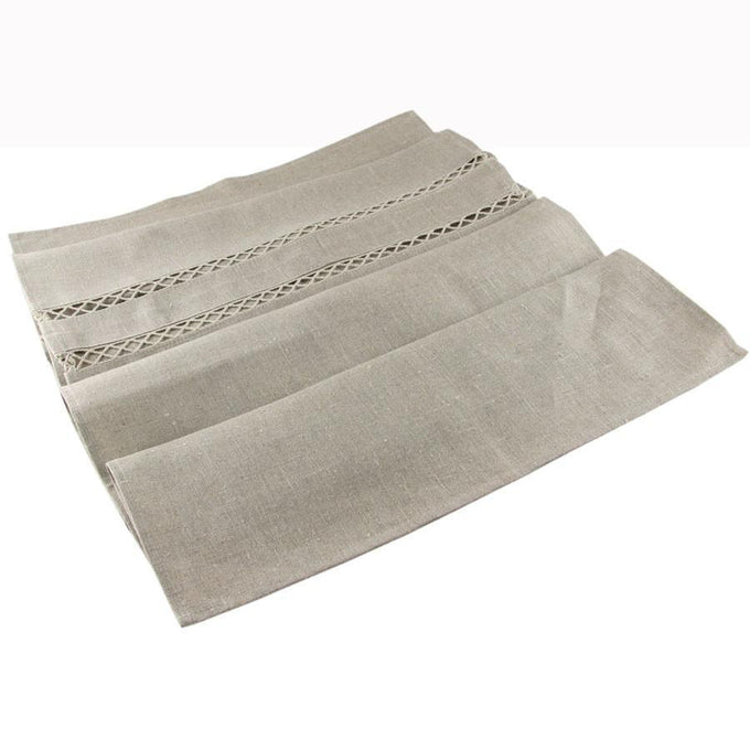 Oatmeal Linen Table Runners with Trellis Detail