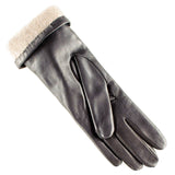 Ladies Black Cashmere Lined Leather Gloves