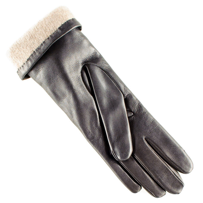 Ladies Black Cashmere Lined Leather Gloves