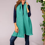 Super Luxe Aqua Green Basket Weave Cashmere Shawl