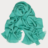 Super Luxe Aqua Green Basket Weave Cashmere Shawl