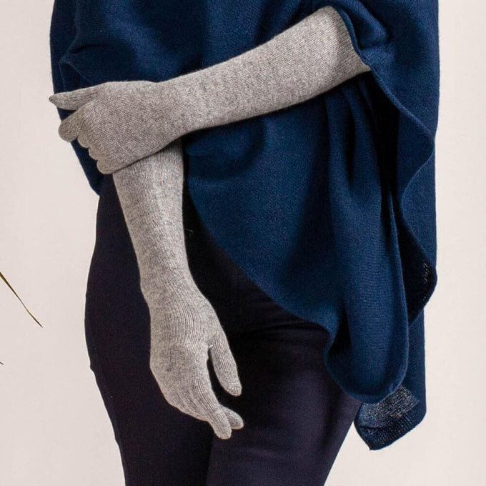 Long Grey Italian Cashmere Gloves