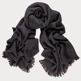 Super Luxe Ebony Black Basket Weave Cashmere Shawl