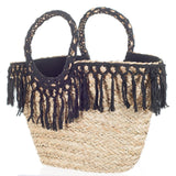 Andros Natural and Black Straw Tote