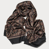 Feronia Black and Burgundy Italian Paisley Silk Scarf