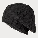 Black Cable Knit Cashmere Beret