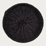 Black Cable Knit Cashmere Beret