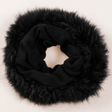 Black Cashmere Snood with Black Cashmere Fur Trim