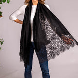 Black Cashmere and Chantilly Lace Shawl