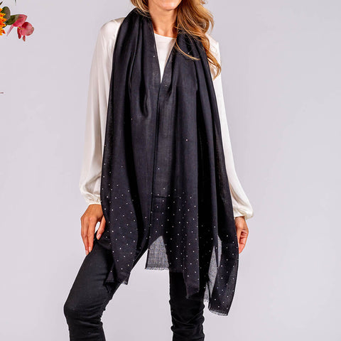 Swarovski Crystal Black Cashmere and Silk Wrap