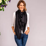 Classic Black Cashmere and Silk Scarf