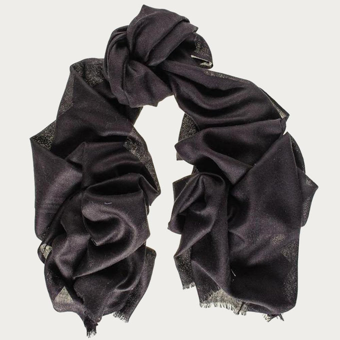 Classic Black Cashmere and Silk Scarf