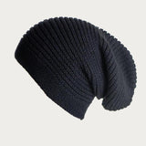 Black Cashmere Slouch Beanie Hat