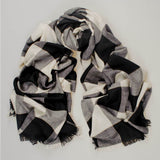 Black and Ivory Check Cashmere Ring Shawl