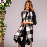 Black and Ivory Check Cashmere Ring Shawl