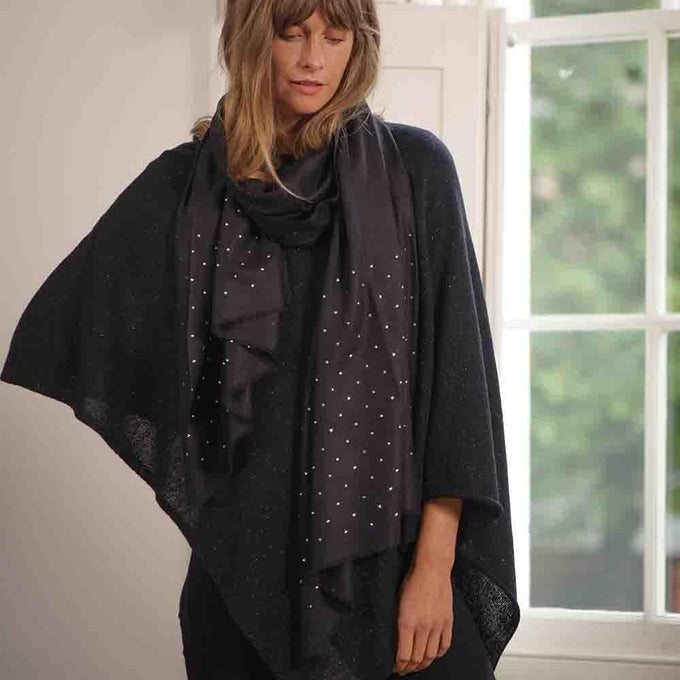PRE ORDER: Swarovski Crystal Black Cashmere and Silk Wrap