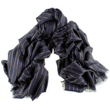 Black Cashmere Ring Shawl with White Stripe