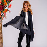 Sable Black Gossamer Cashmere Shawl