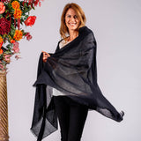 Sable Black Gossamer Cashmere Shawl