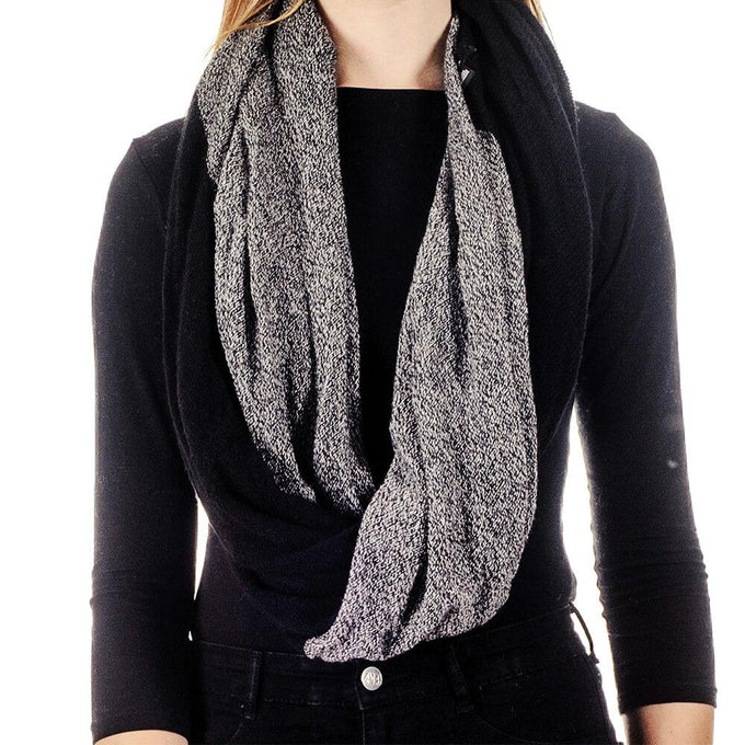 Black and Grey Melange Double Sided Cashmere Snood