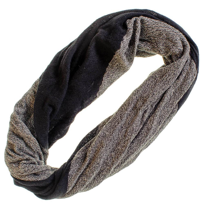 Black and Grey Melange Double Sided Cashmere Snood