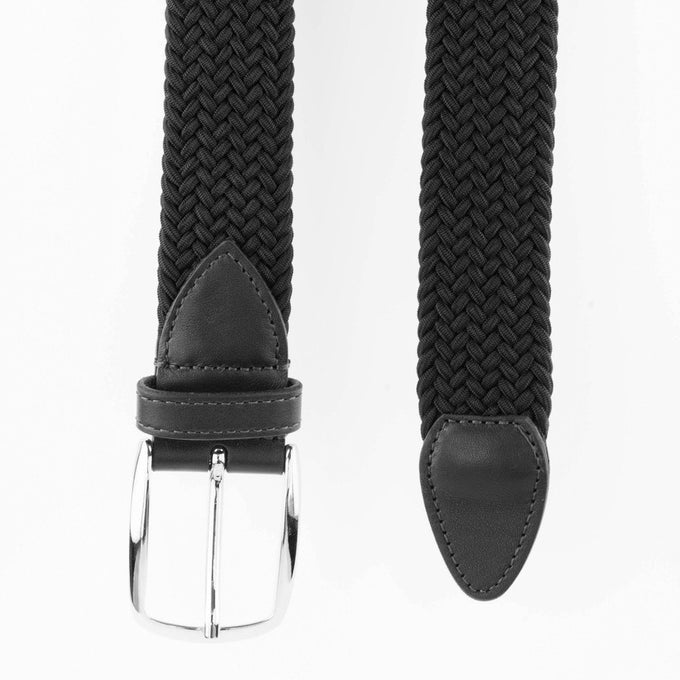 Navy Leather Trimmed Woven Belt 2