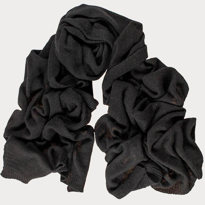 Oversized Black Cashmere Knit Scarf
